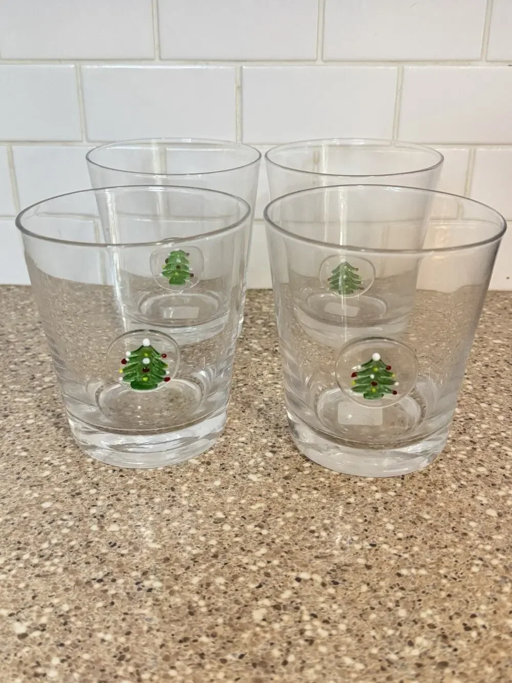 Pottery Barn Icon Christmas Tree Glasses Set of 4 Holiday Rocks Tumblers